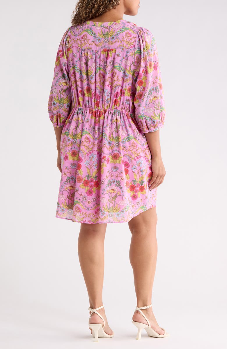 SUGARLIPS Ramsie Floral Print Minidress, Alternate, color, Cream-Pink-Mul