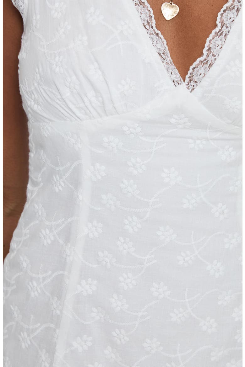 Gimmie Embroidered Open Back Cotton Minidress, Alternate, color, WHITE