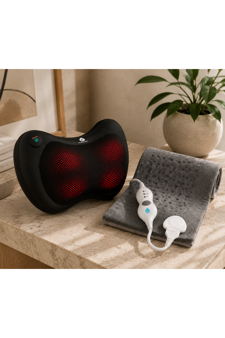 Shiatsu Massager & Heating Pad Therapy Set, Alternate, color, Black