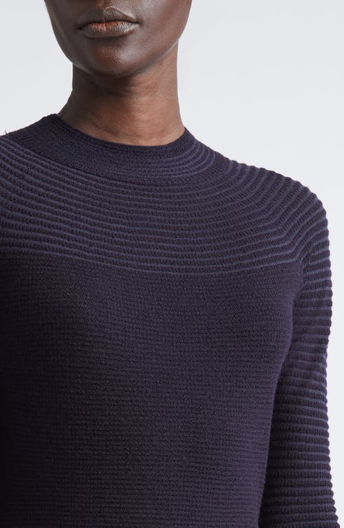 Lafayette 148 New York Textured Stripe Raglan Sleeve Sweater In Black