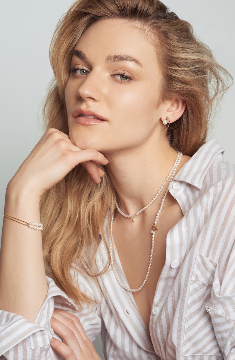 Poppy Finch Charm Detail Keshi Pearl Toggle Necklace, Alternate, color, 14Kyg