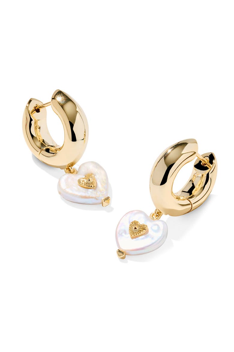 Sasha Heart Huggie Hoop Earrings, Main, color, GOLD FRESHWATER PEARL