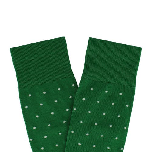 Trafalgar Leo Polka Dot Mercerized Cotton Mid-calf Socks In Green