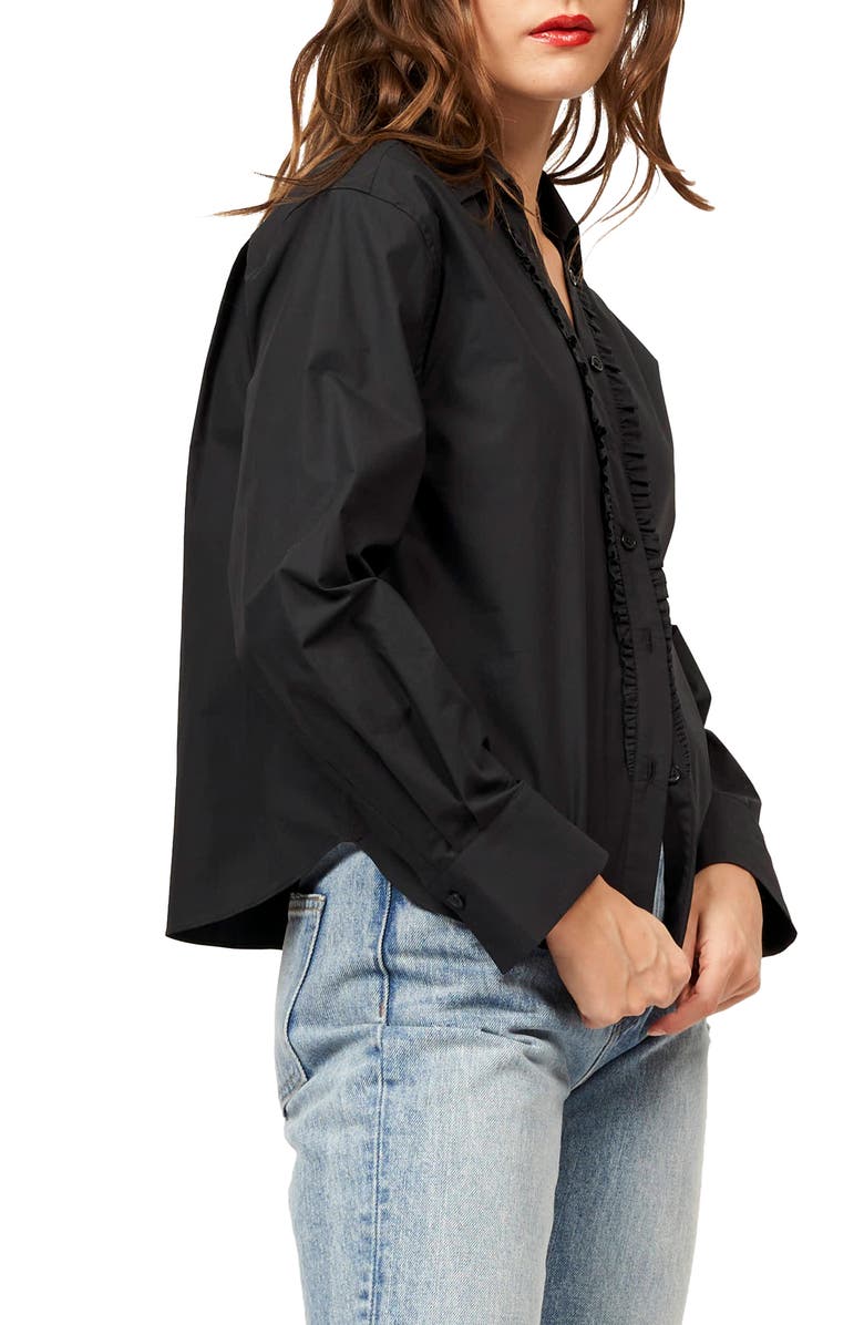 Equipment Aitana Ruffle Placket Button-Up Shirt, Alternate, color, True Black