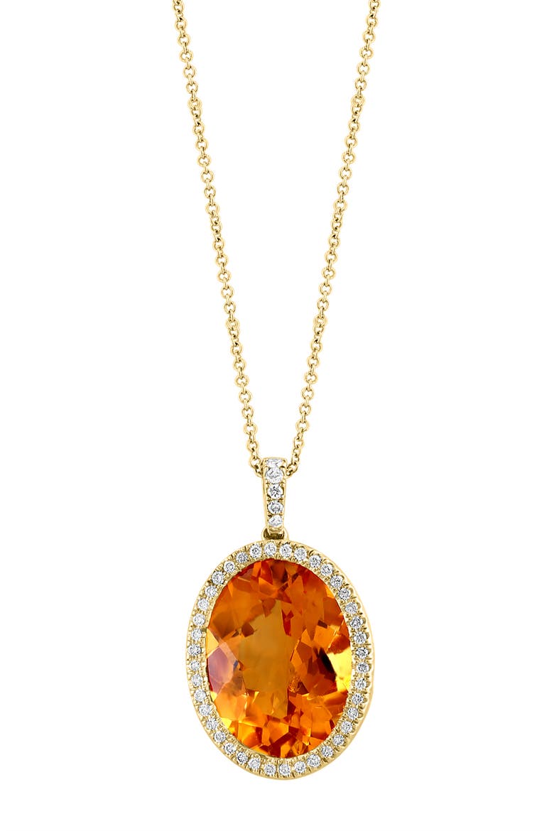 14K Yellow Gold Diamond,Citrine Pendant, Main, color, 14K Gold