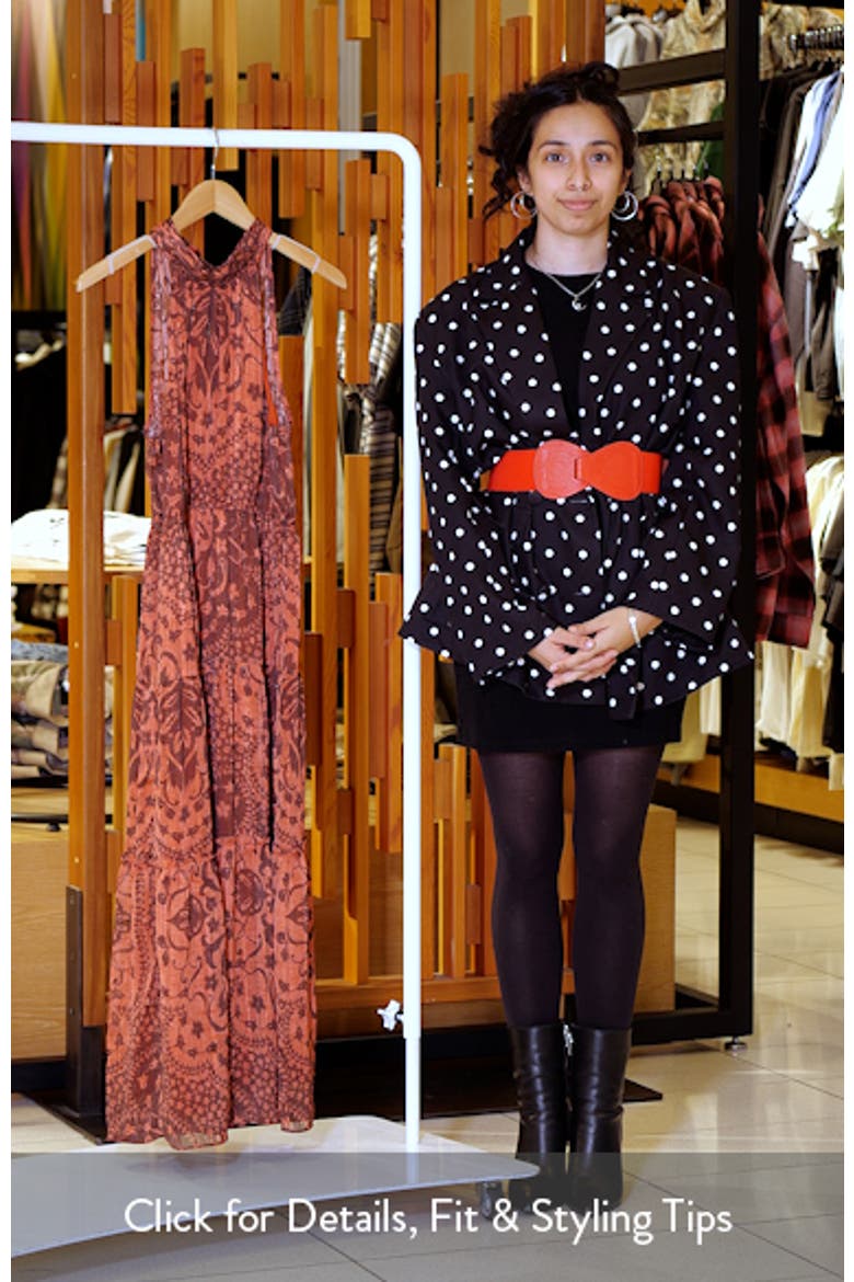 Printed Mock Neck Chiffon Maxi Dress video