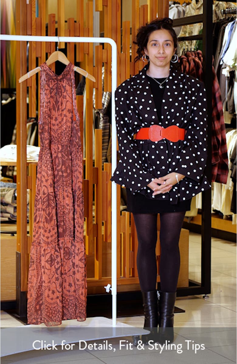 Printed Mock Neck Chiffon Maxi Dress, sales video thumbnail