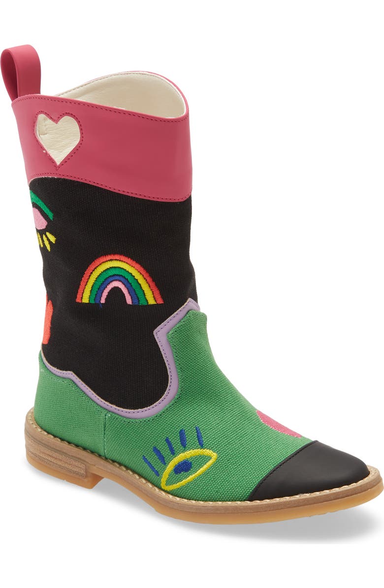 Stella McCartney Kids Rainbow Embroidered Western Boot, Main, color,