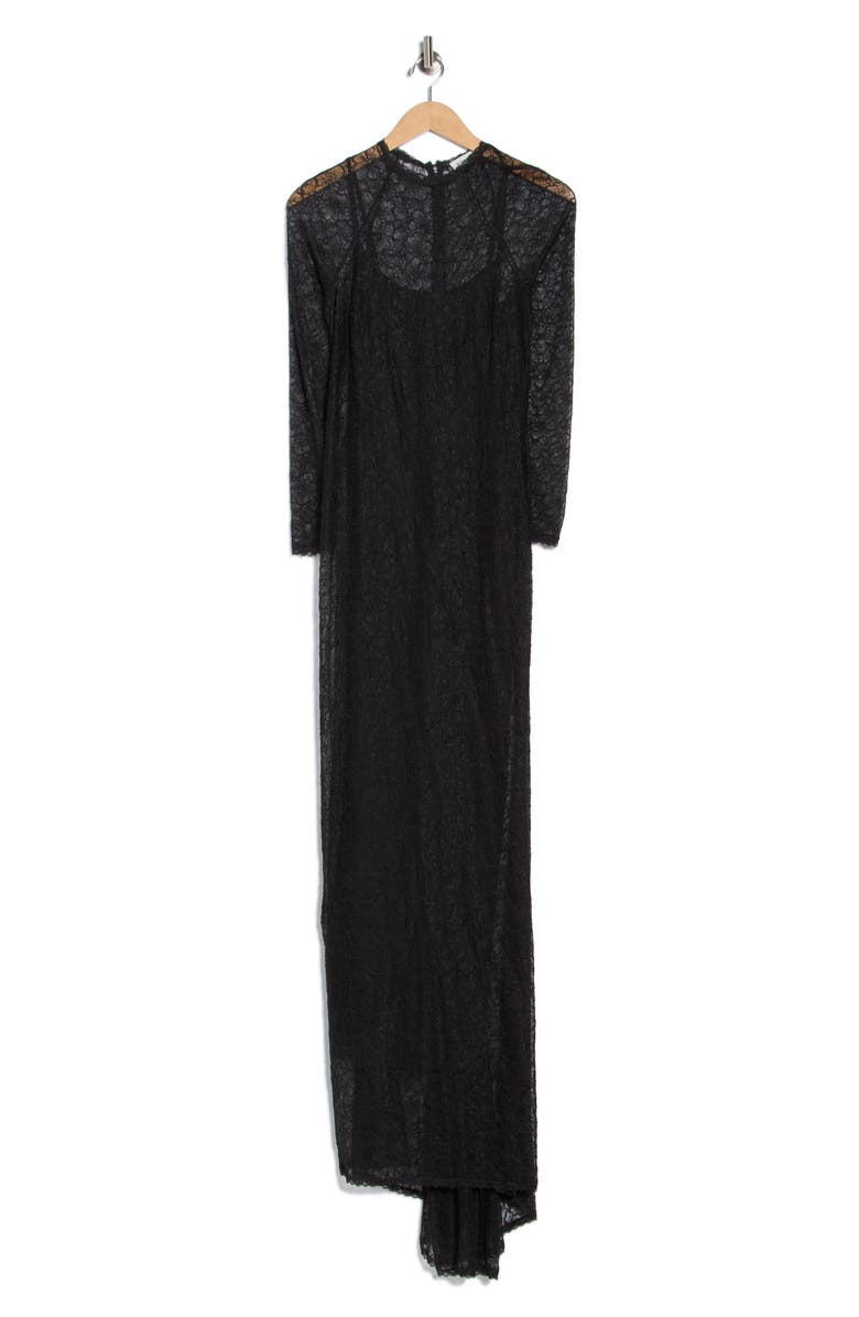 Simkhai Stacy Long Sleeve Lace Gown, Alternate, color, Black