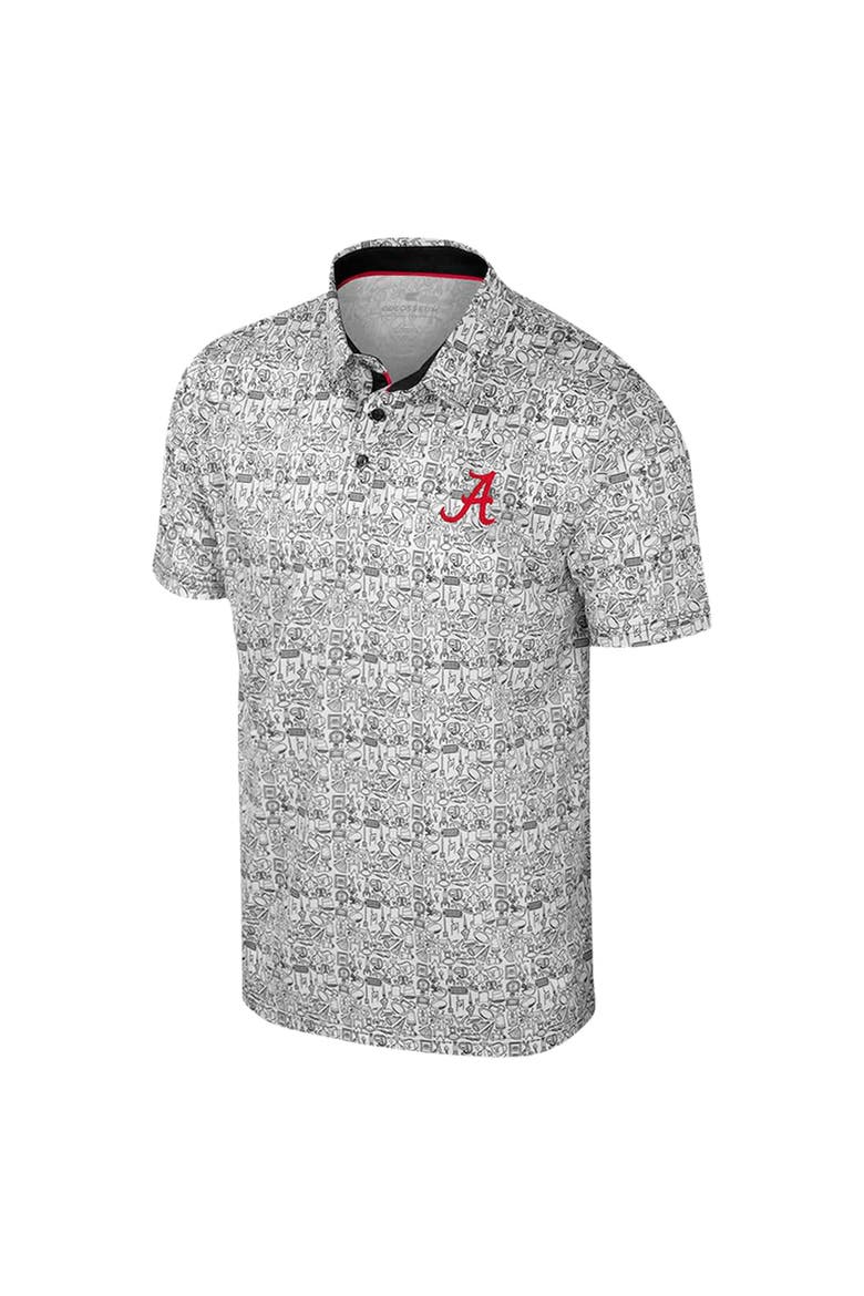 Men's Colosseum White Alabama Crimson Tide Big & Tall It's Time! Allover Printed Polo, Alternate, color, White