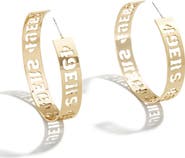 WEAR by Erin Andrews x Baublebar Gold San Francisco 49ers Large Cutout Hoop Earrings