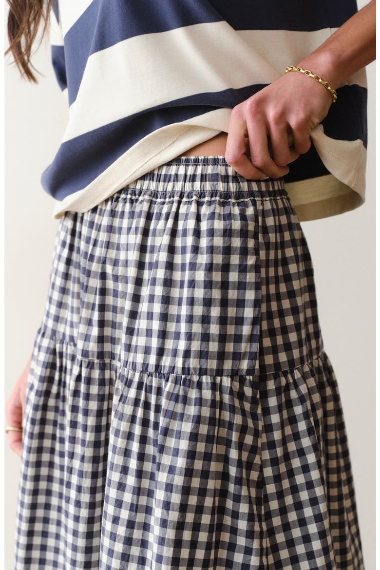 Gia Pima Cotton Gingham Skirt, Alternate, color, NAVY GINGHAM