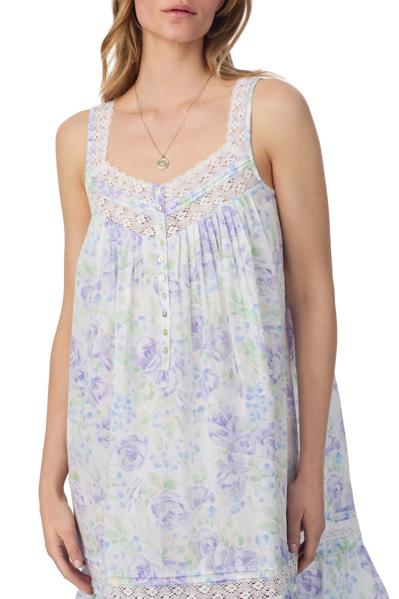 Short Cotton Chemise, Alternate, color, WHITE LILAC