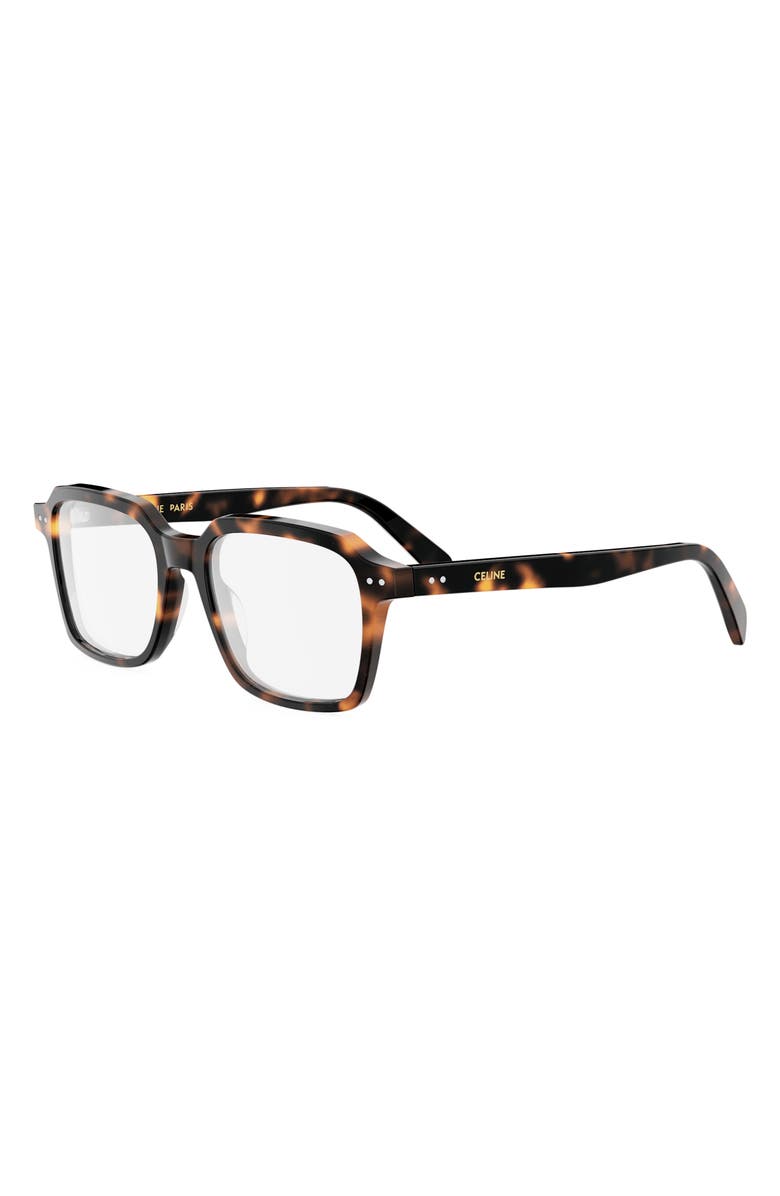 CELINE 52mm Thin Square Optical Glasses, Alternate, color, Dark Havana