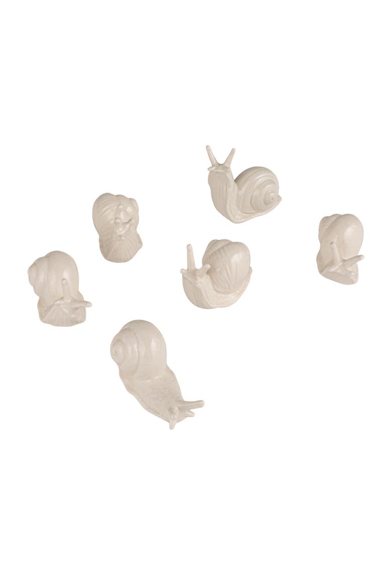 6-Piece Stoneware Snails Accent Decor, White, Main, color, White