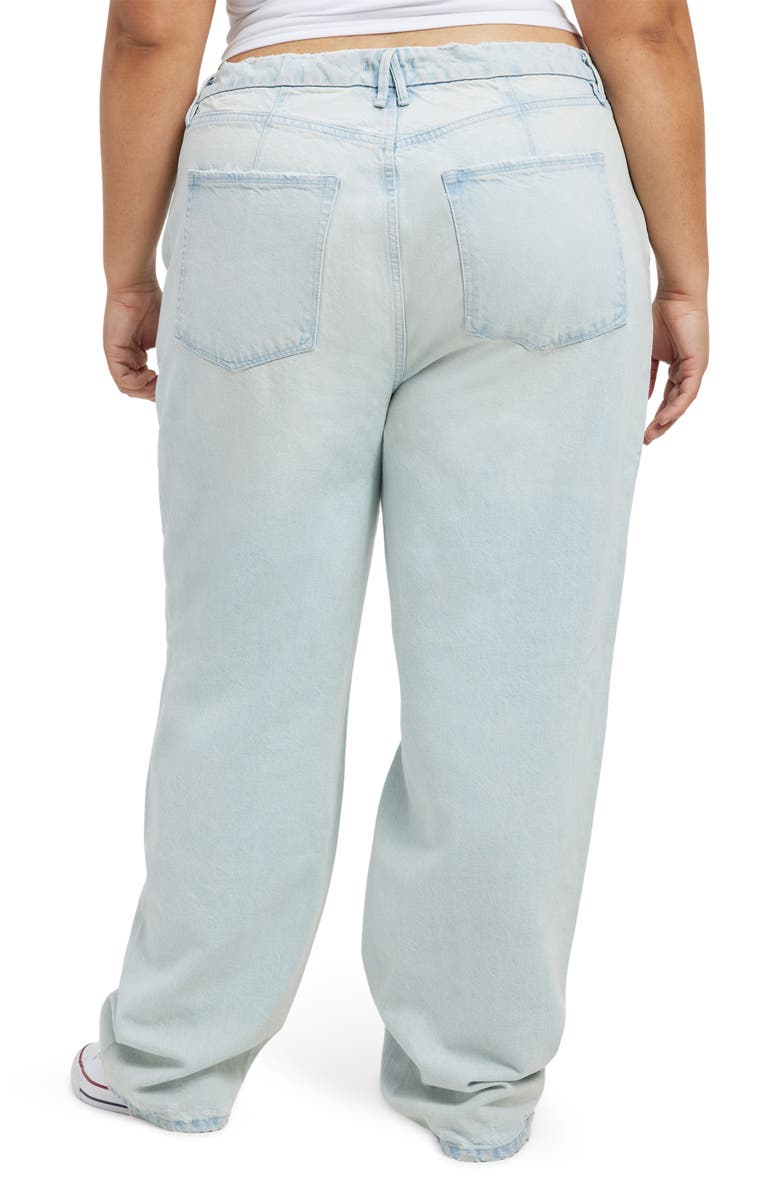 Good American Good '90s Straight Leg Drawstring Jeans, Alternate, color, 