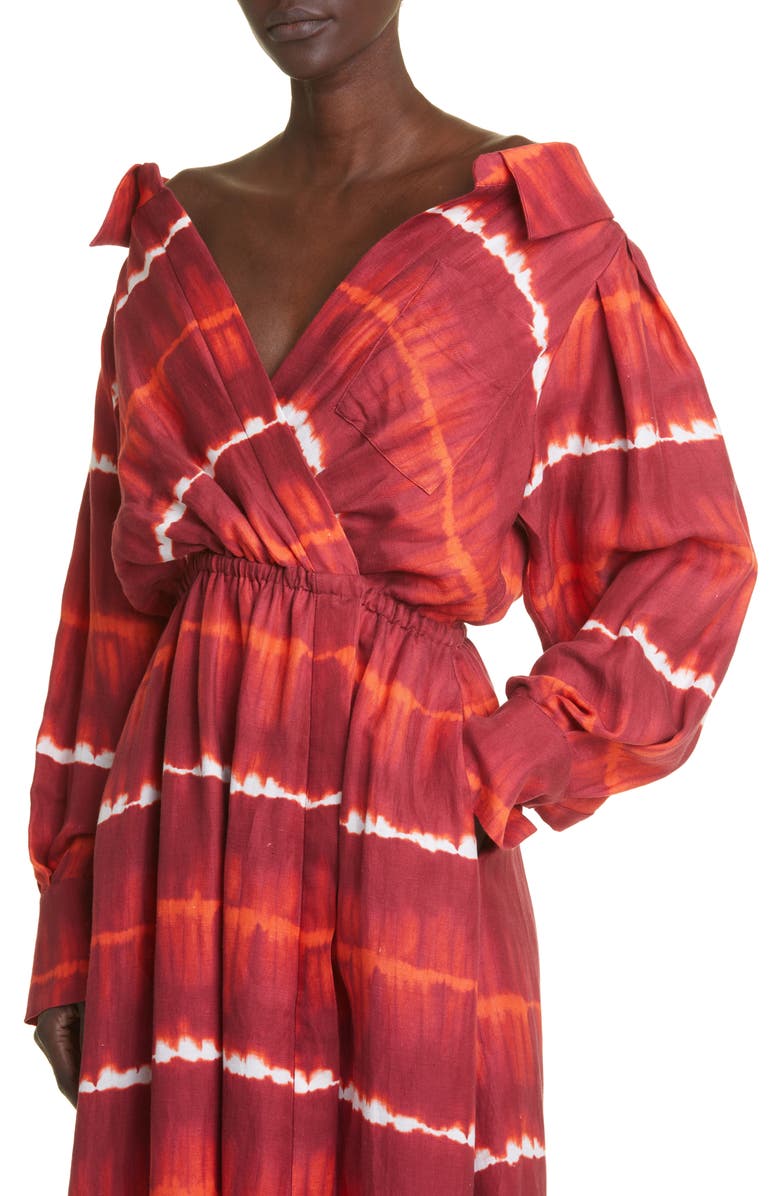 Altuzarra Lyddy Tie Dye Stripe Long Sleeve Linen Blend Dress, Alternate, color,