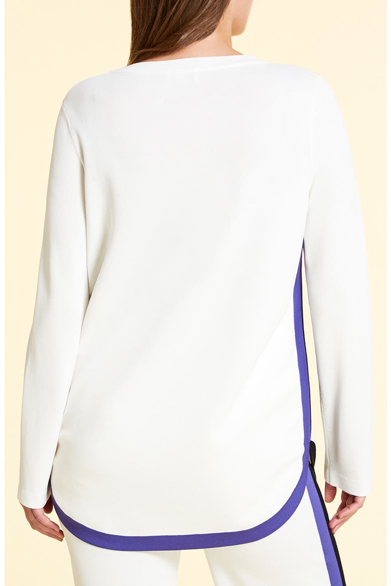 Abaca Tipped Long Sleeve Tunic Sweater, Alternate, color, WHITE