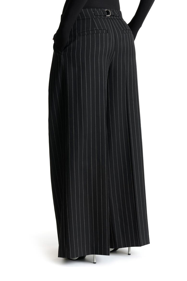 Pinstripe Wide Leg Pants, Alternate, color, BLACK