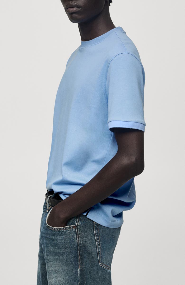 MANGO Regular Fit Cotton T-Shirt, Alternate, color, Sky Blue