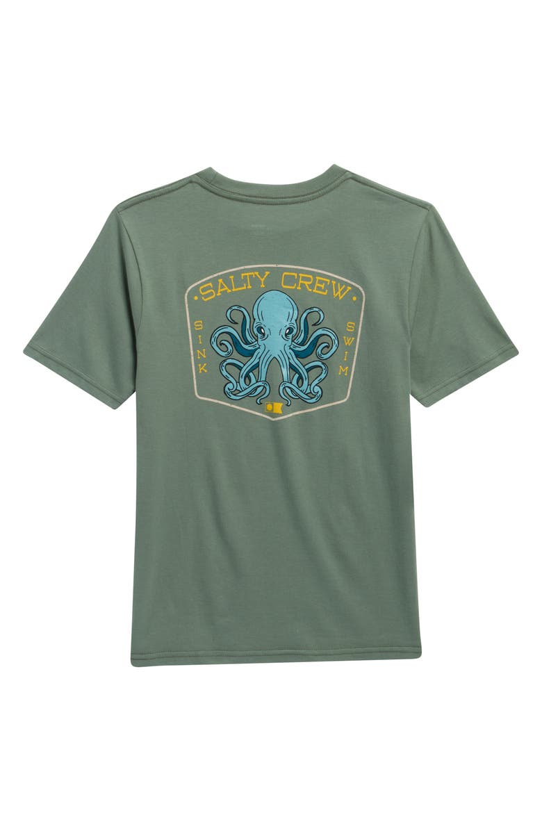 Salty Crew Kids' Tako Club Graphic T-Shirt, Alternate, color, Laurel Wreath