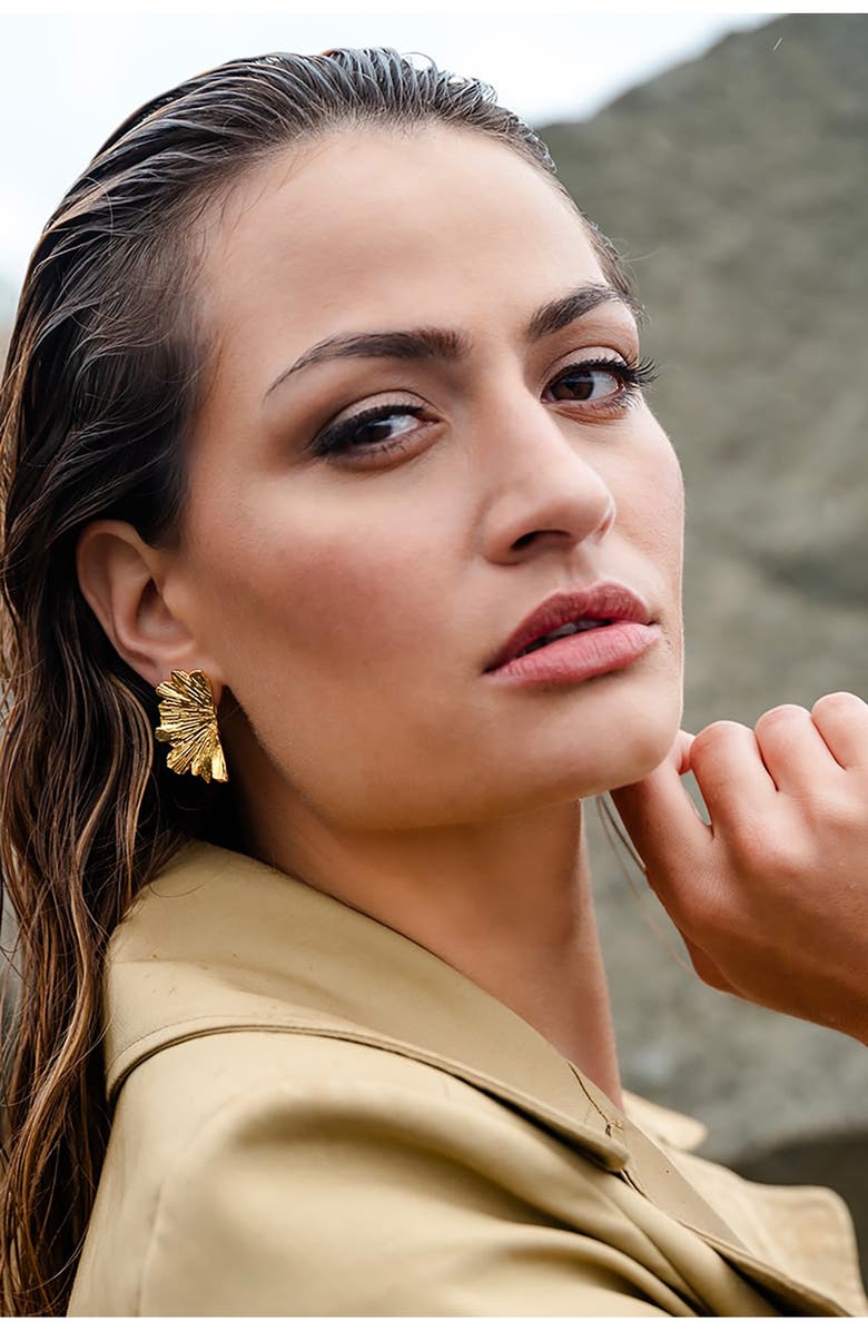 CHRISTINA CARUSO Baby Ginkgo Leaf Earrings, Alternate, color, 