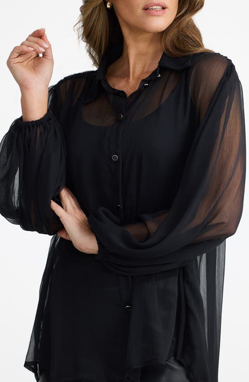 Brave + True Brave+true Eden Lattice Back Chiffon Shirt In Black