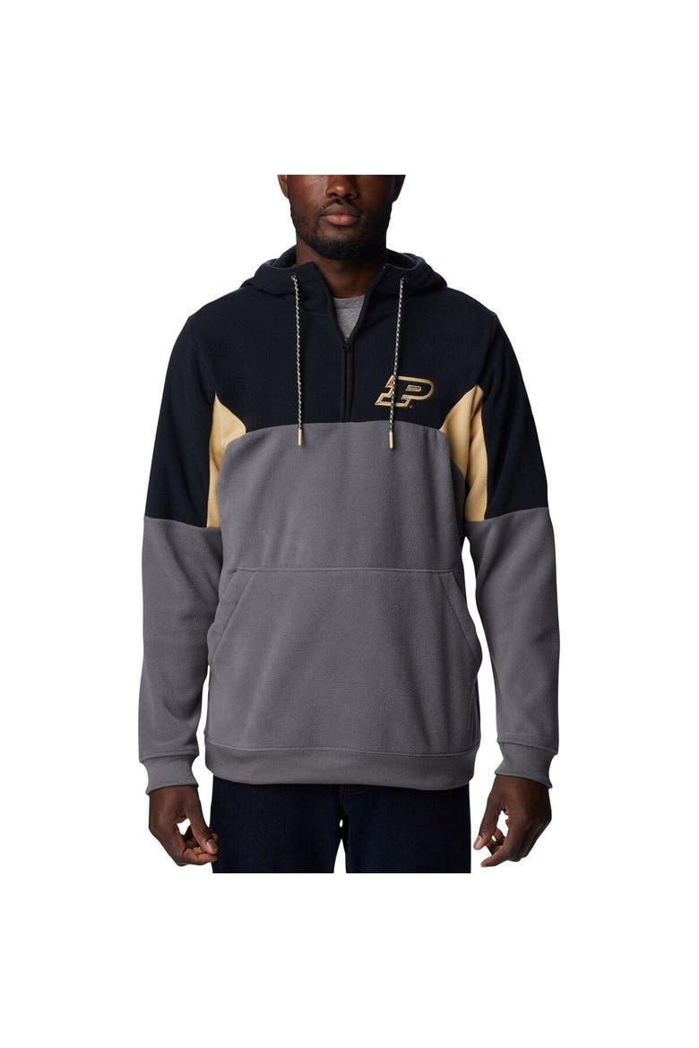 Men's Columbia Charcoal Purdue Boilermakers Lodge Quarter-Zip Hoodie, Main, color, Charcoal