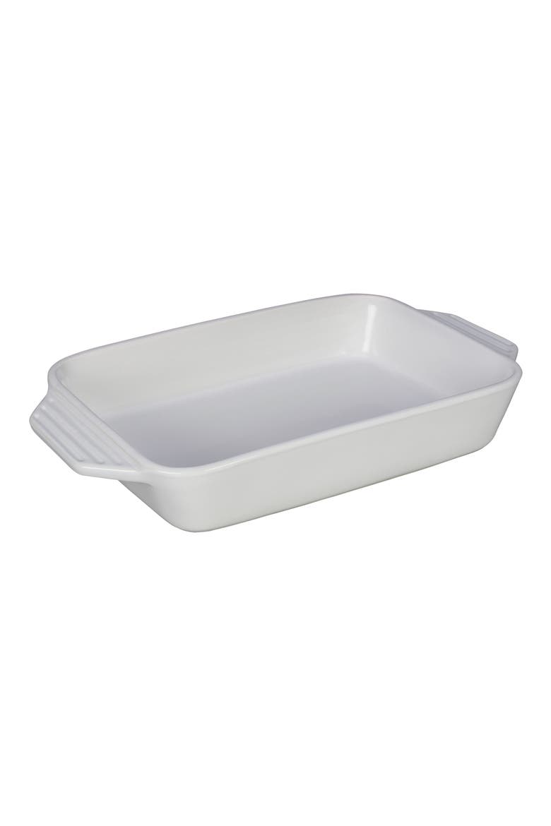 3 1/4-Quart Rectangular Stoneware Casserole, Main, color, WHITE