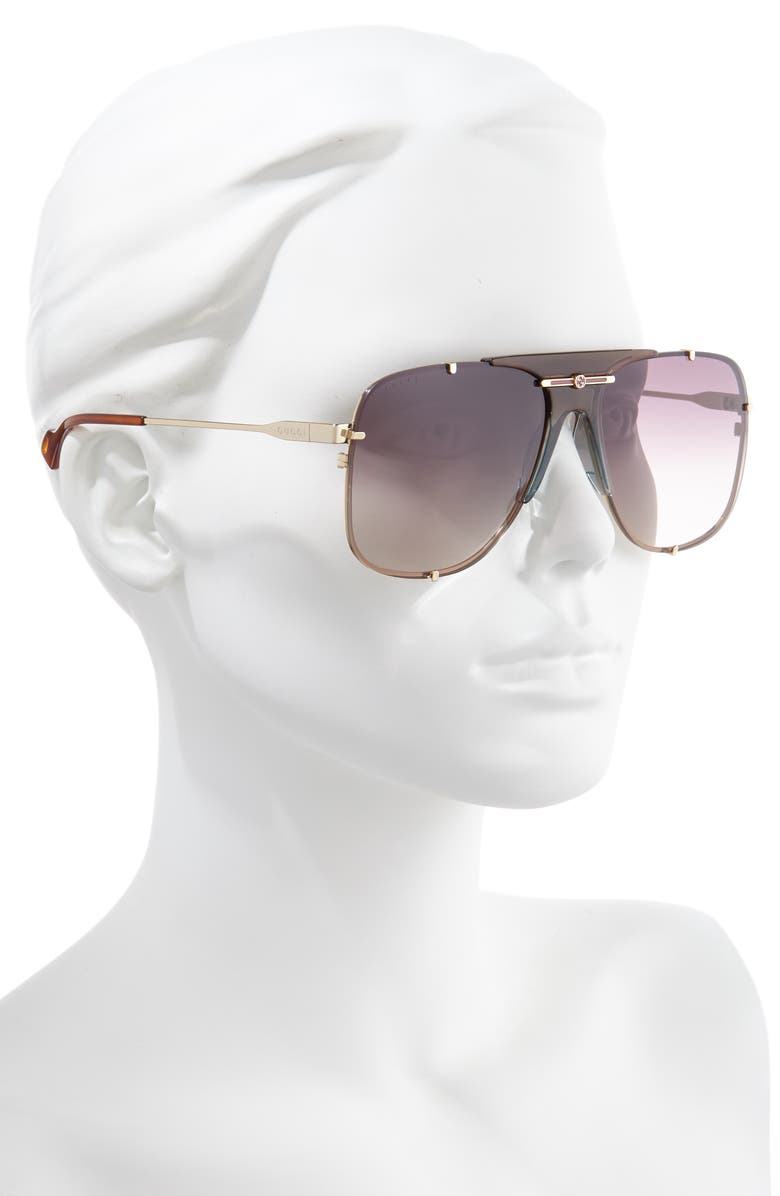Gucci 63mm Oversize Gradient Aviator Sunglasses, Alternate, color, 