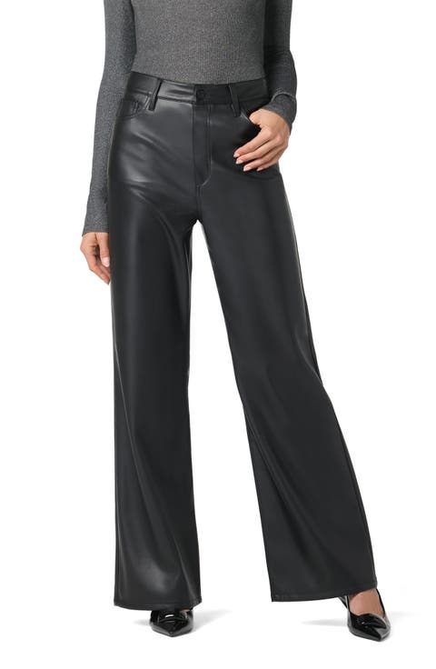 Wide Leg Faux Leather Pants
