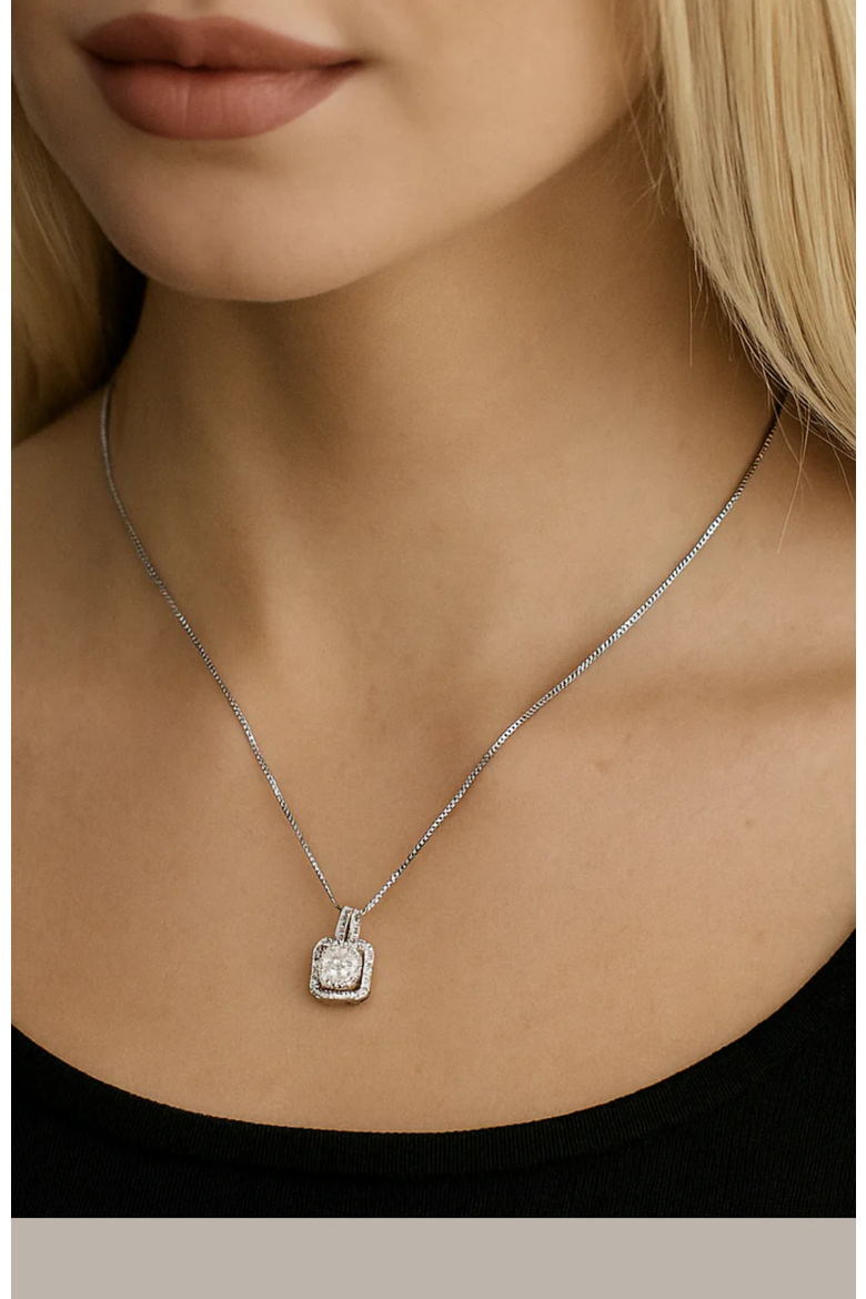 Elena Halo Pendant Necklace, Alternate, color, Silver