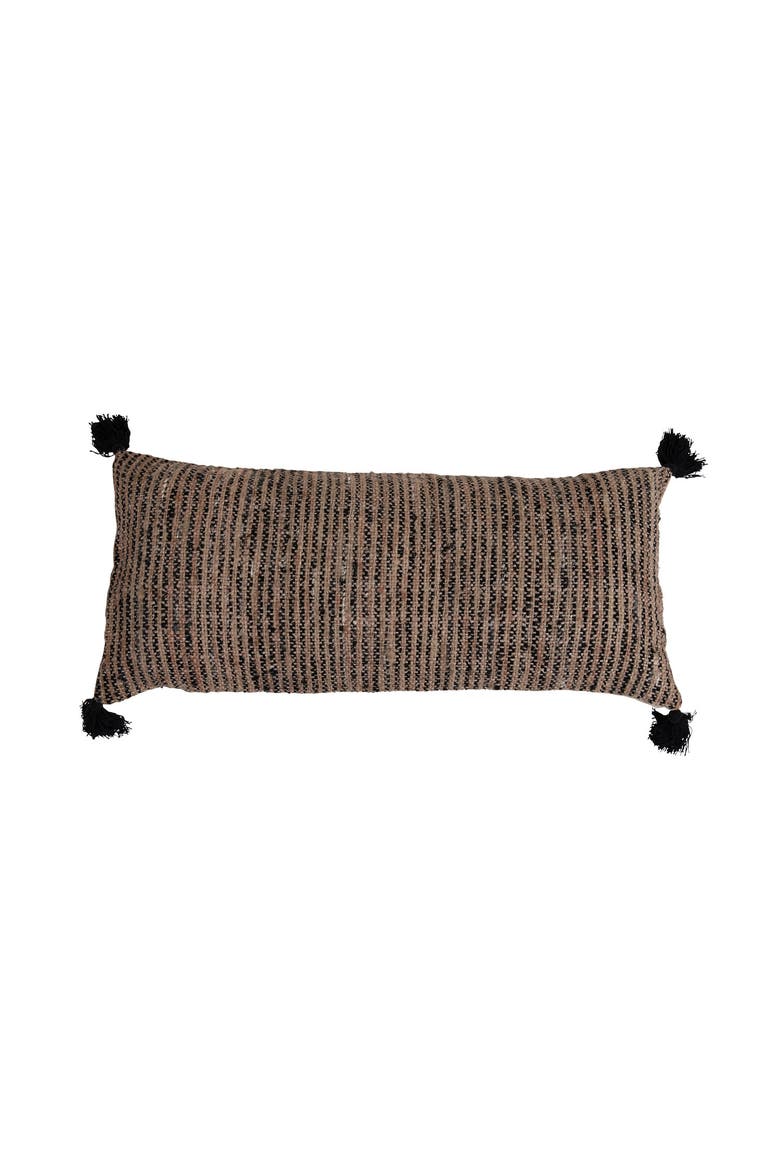 Woven Cotton Lumbar Pillow, Main, color, Brown