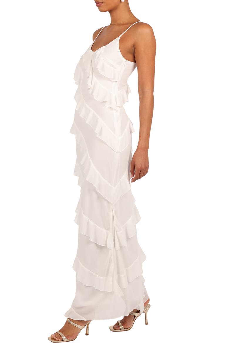 Petal & Pup Ciao Ruffle Chiffon Gown, Alternate, color, Cloud White