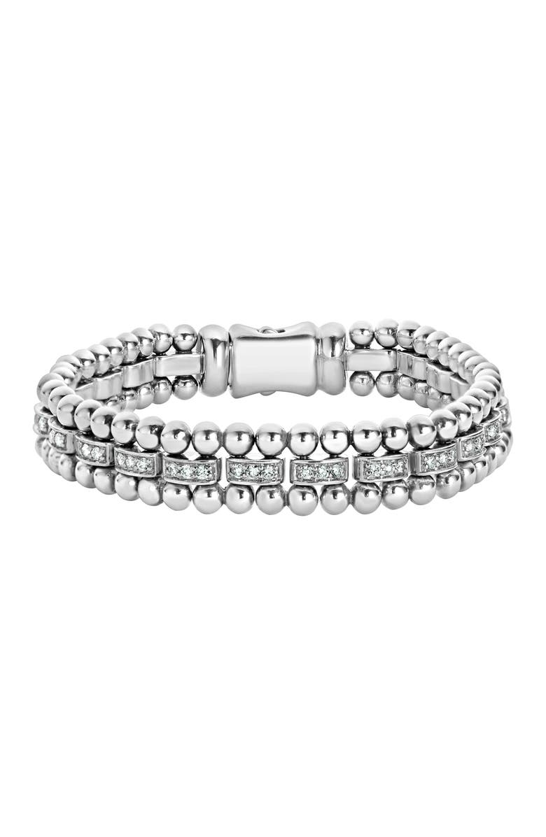 LAGOS Caviar Spark Diamond Link Bracelet, Main, color, Silver/ Diamond