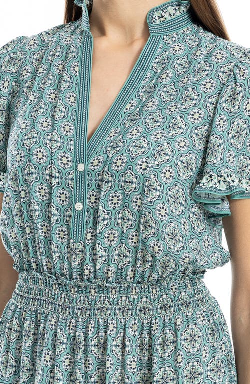 MAX STUDIO MAX STUDIO SMOCKED FLUTTER SLEEVE MAXI DRESS 