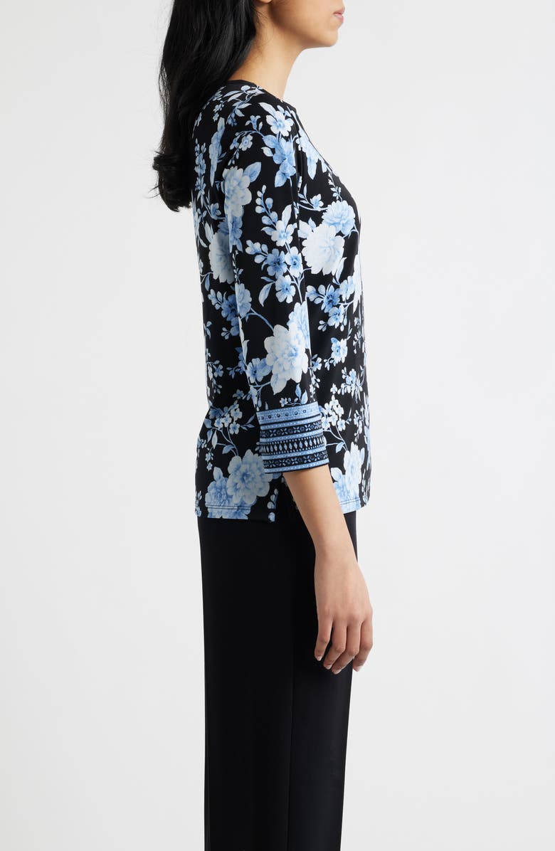 Anne Klein Floral Print Knit Top, Alternate, color, Anne Black Multi