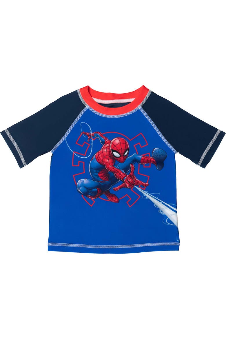 Spider-Man 2-Piece Rash Guard and Swim Trunks Set, Alternate, color, Spider Man Royal Blue