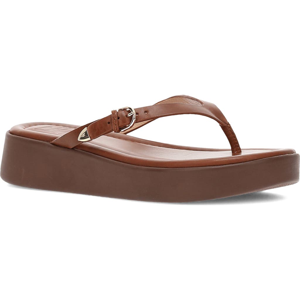 Frye Maya Leather Buckle Thong Sandals In Cinnamon
