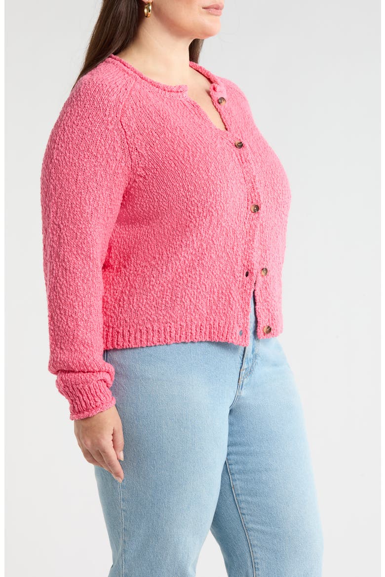 Fitted Crewneck Cardigan, Alternate, color, PINK LEMONADE