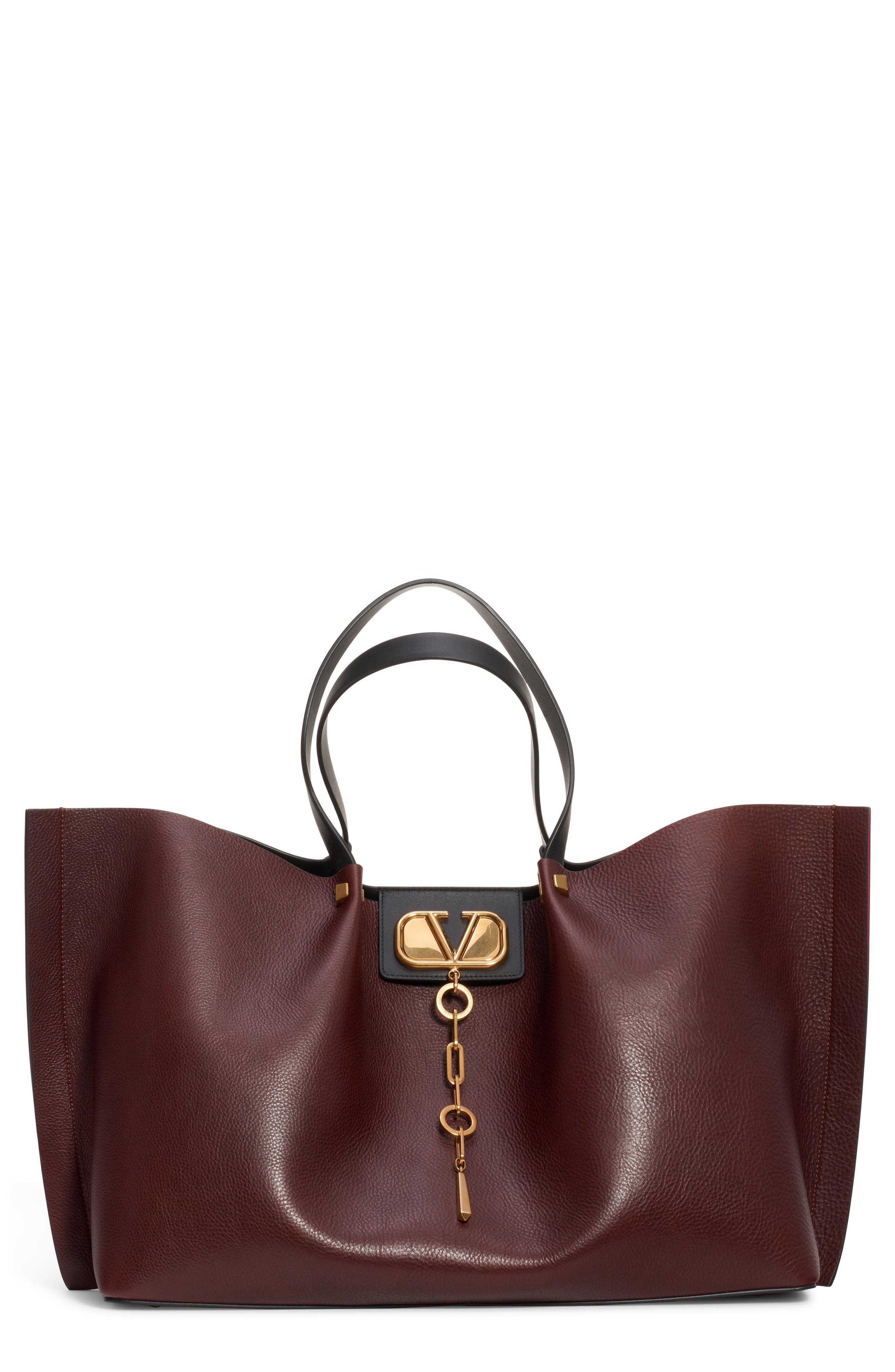 Valentino Garavani Large Go Logo Leather Tote, Main, color, 