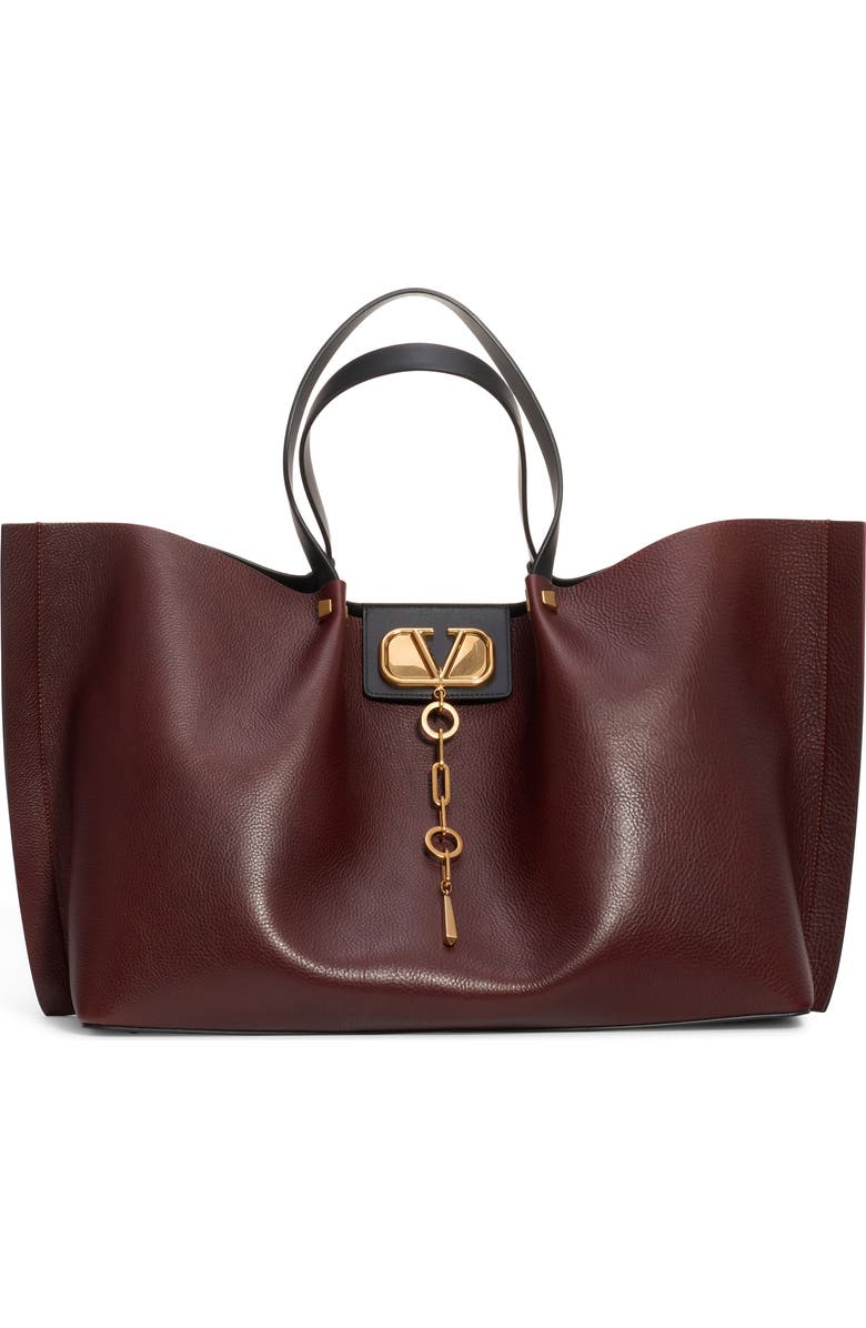 Valentino Garavani Large Go Logo Leather Tote, Main, color,