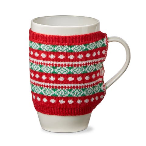 Fair Isle Knit Sweater Mug 18oz Bone China Drinkware