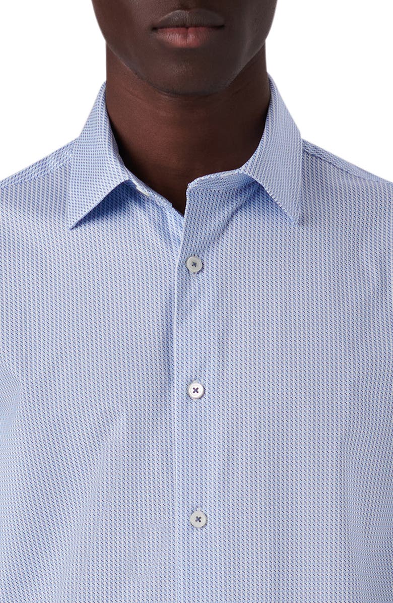 Bugatchi Miles OoohCotton<sup>®</sup> Abstract Print Short Sleeve Button-Up Shirt, Alternate, color, Sky