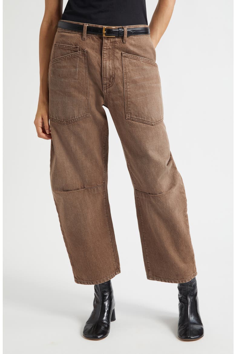 Shon Barrel Leg Jeans, Main, color, VINTAGE BROWN WASH