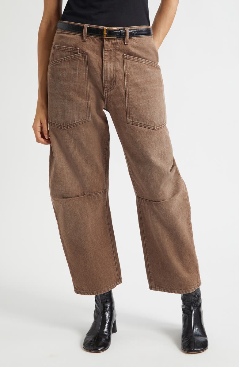 Nili Lotan Shon Barrel Leg Jeans, Main, color, Vintage Brown Wash