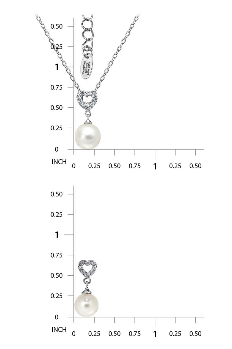 Cubic Zirconia & Faux Pearl Drop Earrings & Necklace Set, Alternate, color, SILVER