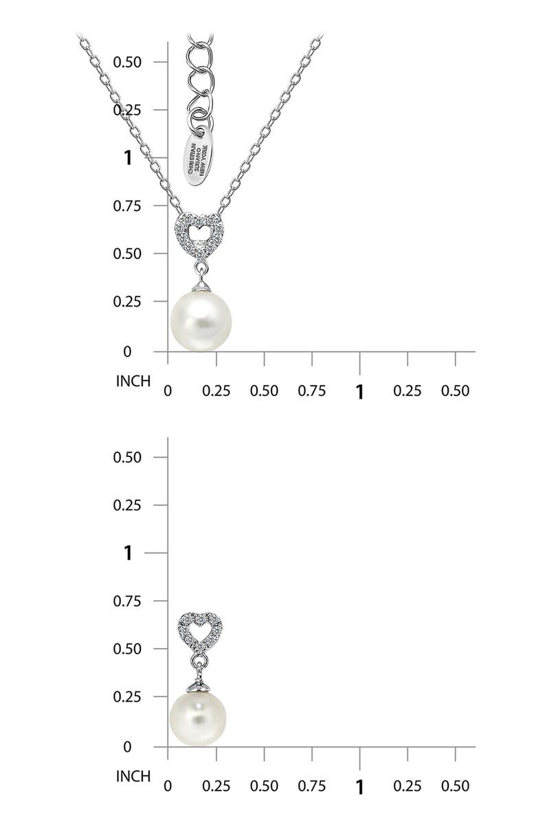 Christian Siriano New York Cubic Zirconia & Faux Pearl Drop Earrings & Necklace Set, Alternate, color, Silver