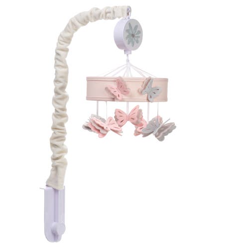 Lambs & Ivy Baby Blooms Butterfly Musical Baby Crib Mobile Soother Toy In Neutral