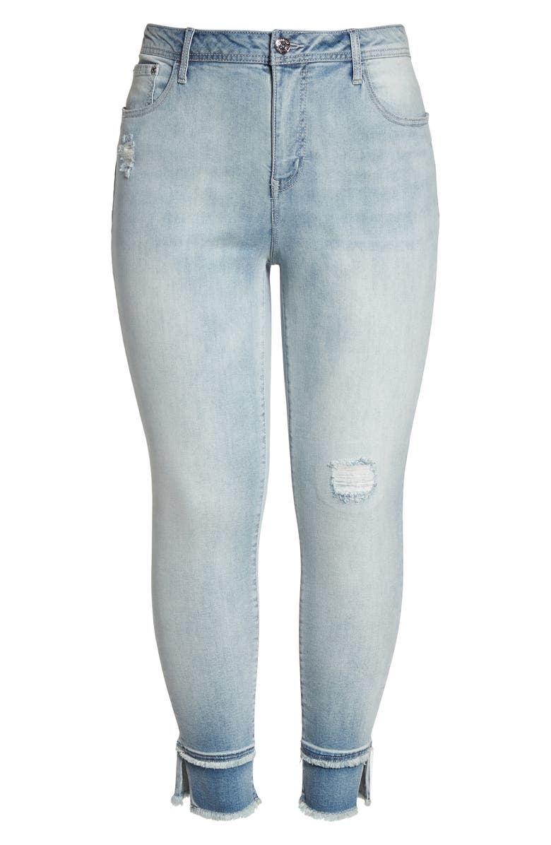 Seven7 Double Raw Hem High Waist Skinny Jeans, Alternate, color, 